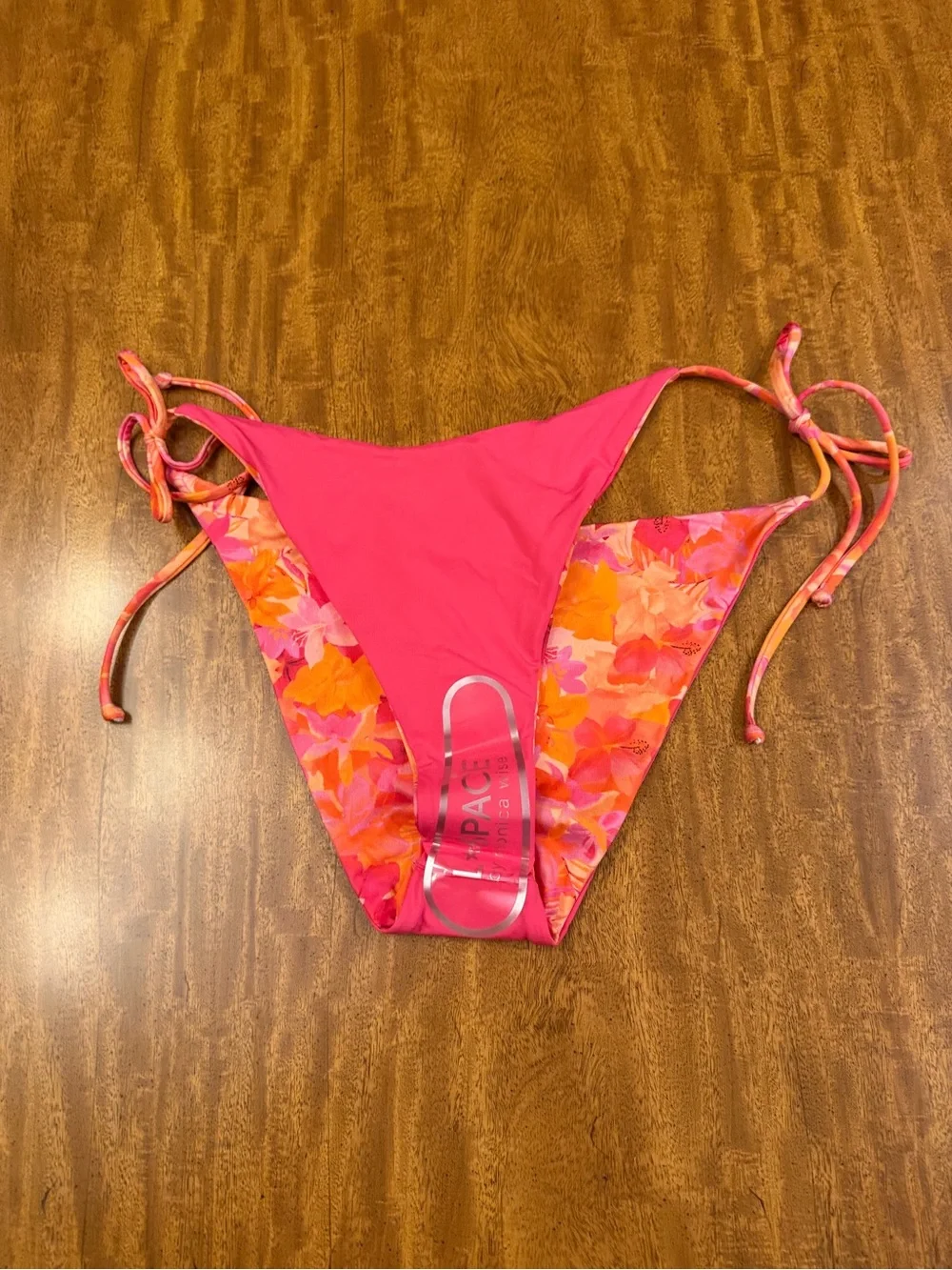 L*SPACE women’s Lennox LSLNC21P Pink And Orange Floral Tie-Side Bikini Bottoms